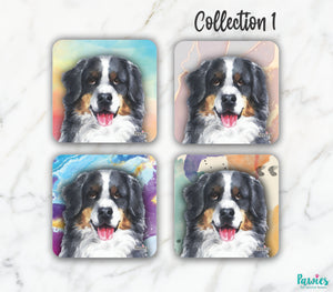 Open image in slideshow, Bernese Mountain Dog Set of Coasters
