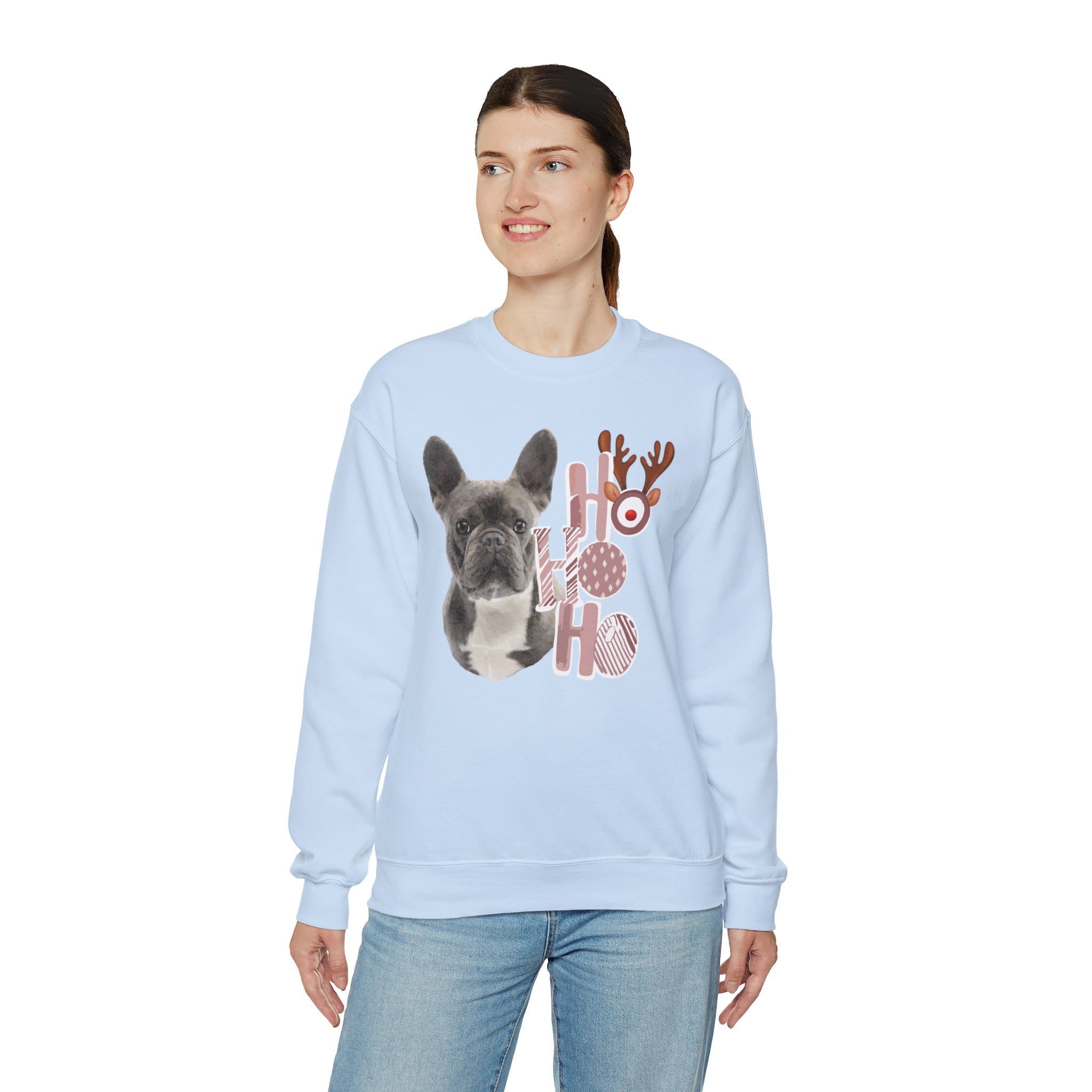French Bulldog Blue  Christmas Vibes Crewneck Sweatshirt