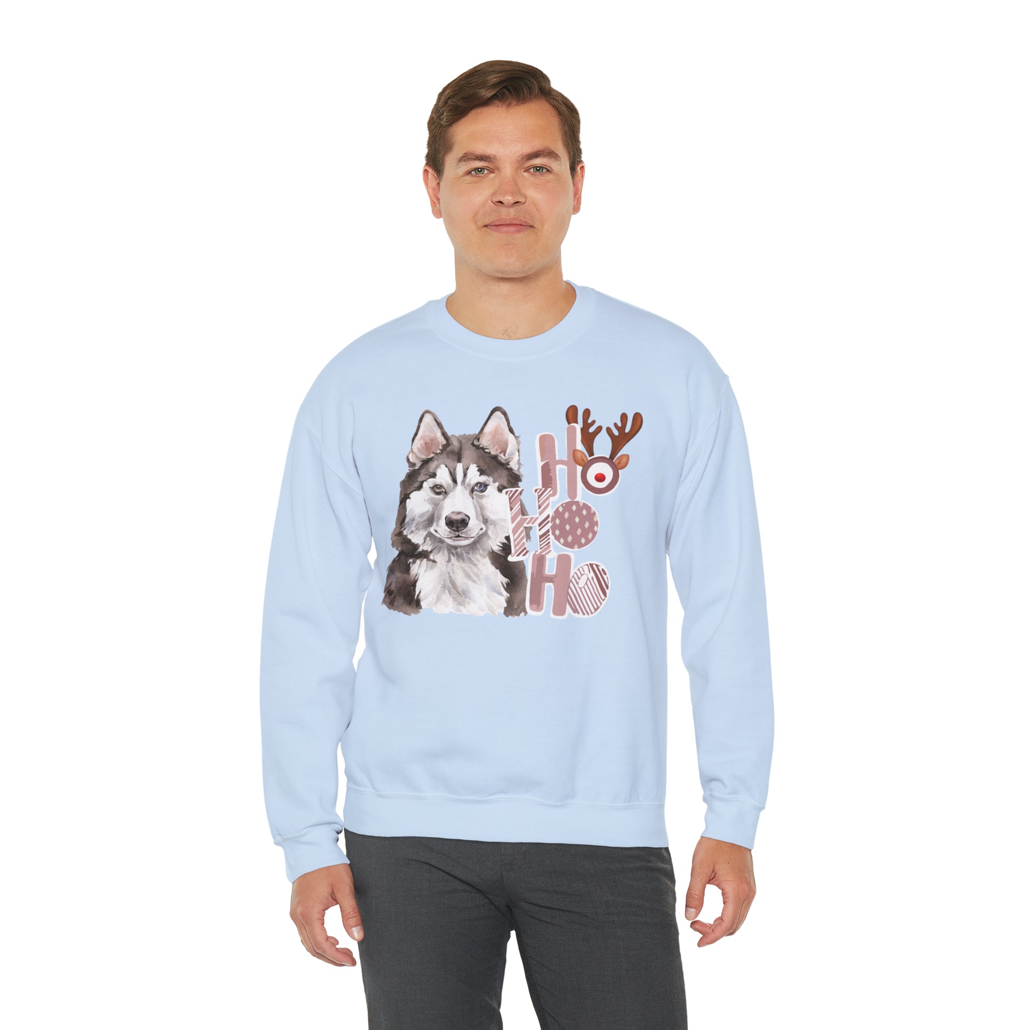 Siberian Husky Black Christmas Vibes Crewneck Sweatshirt