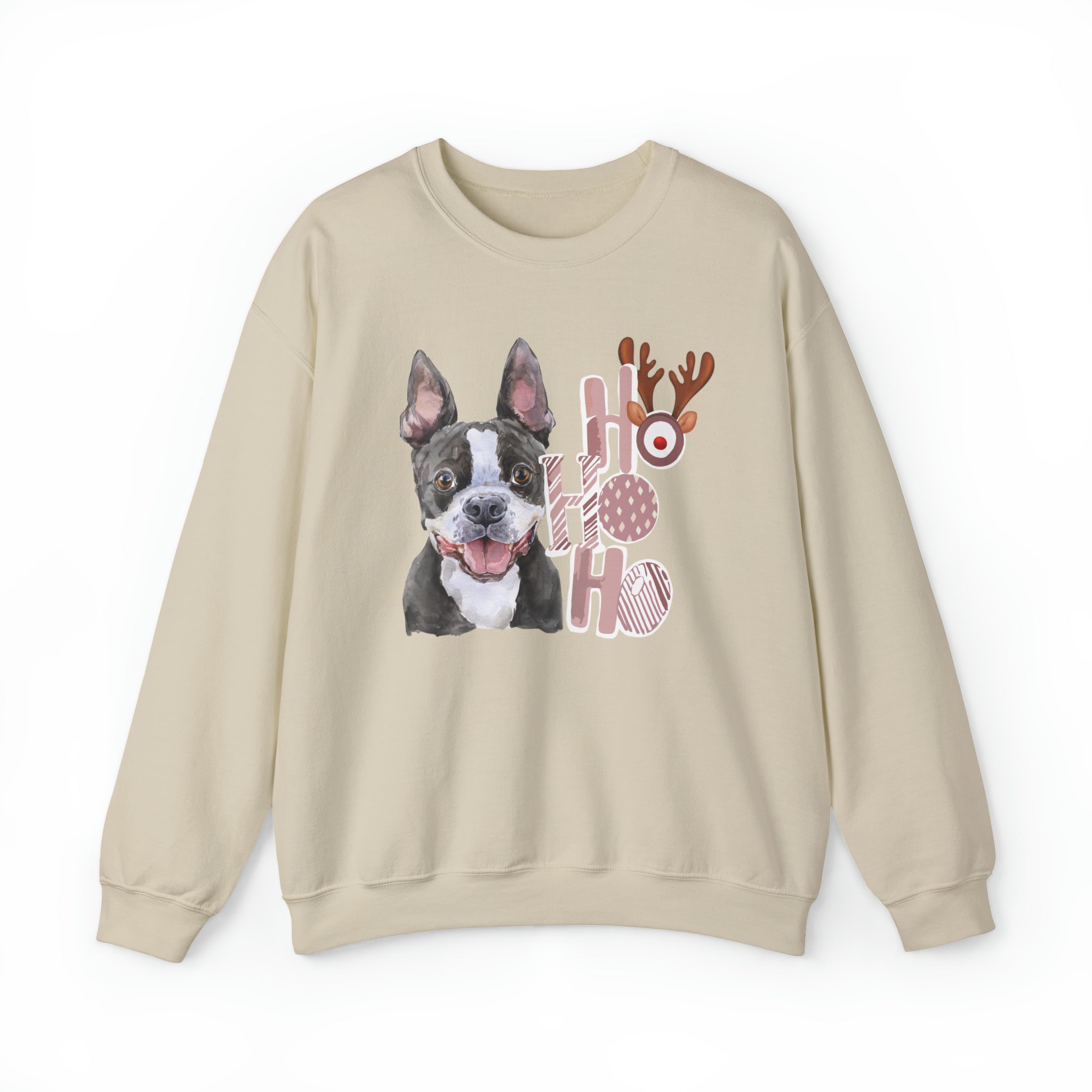 Boston Terrier Black Christmas Vibes Crewneck Sweatshirt