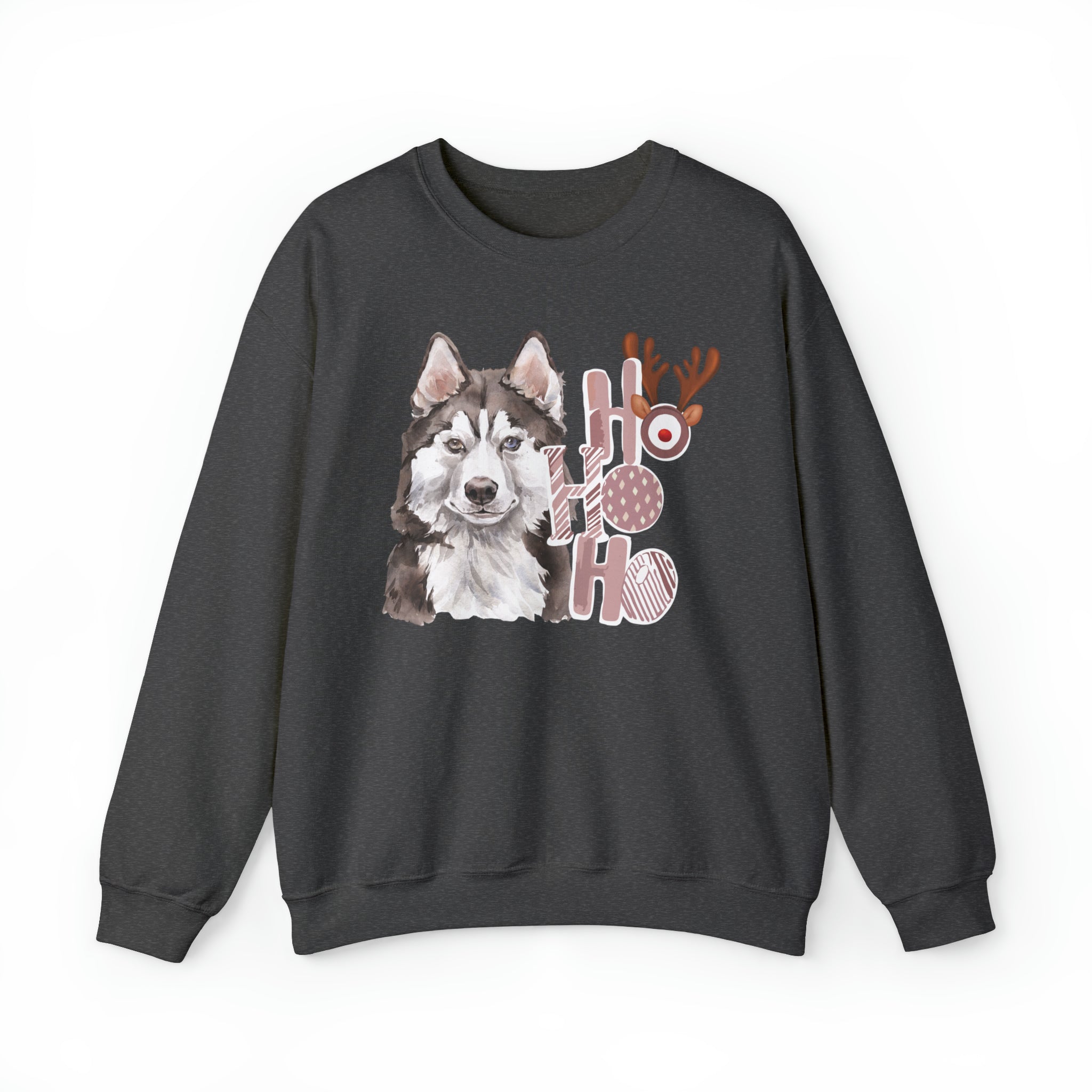 Siberian Husky Black Christmas Vibes Crewneck Sweatshirt