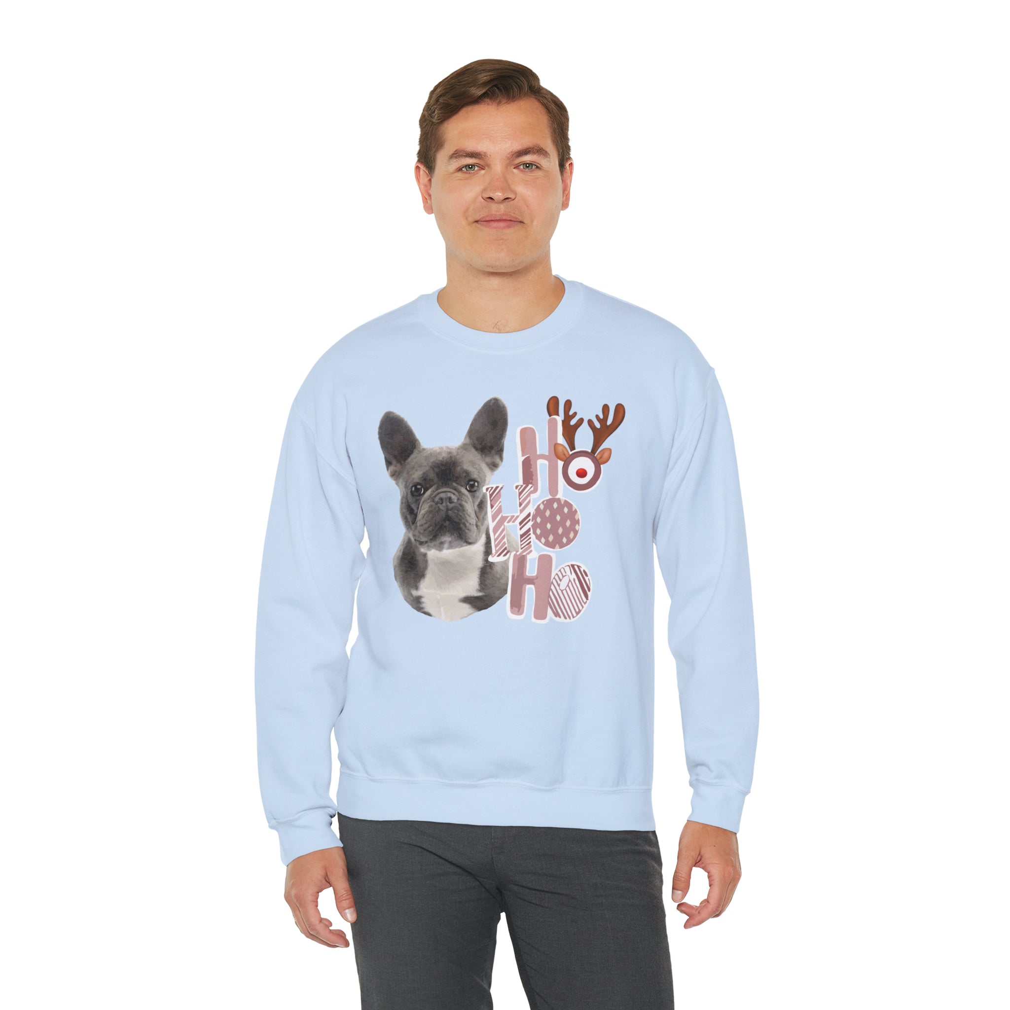 French Bulldog Blue  Christmas Vibes Crewneck Sweatshirt