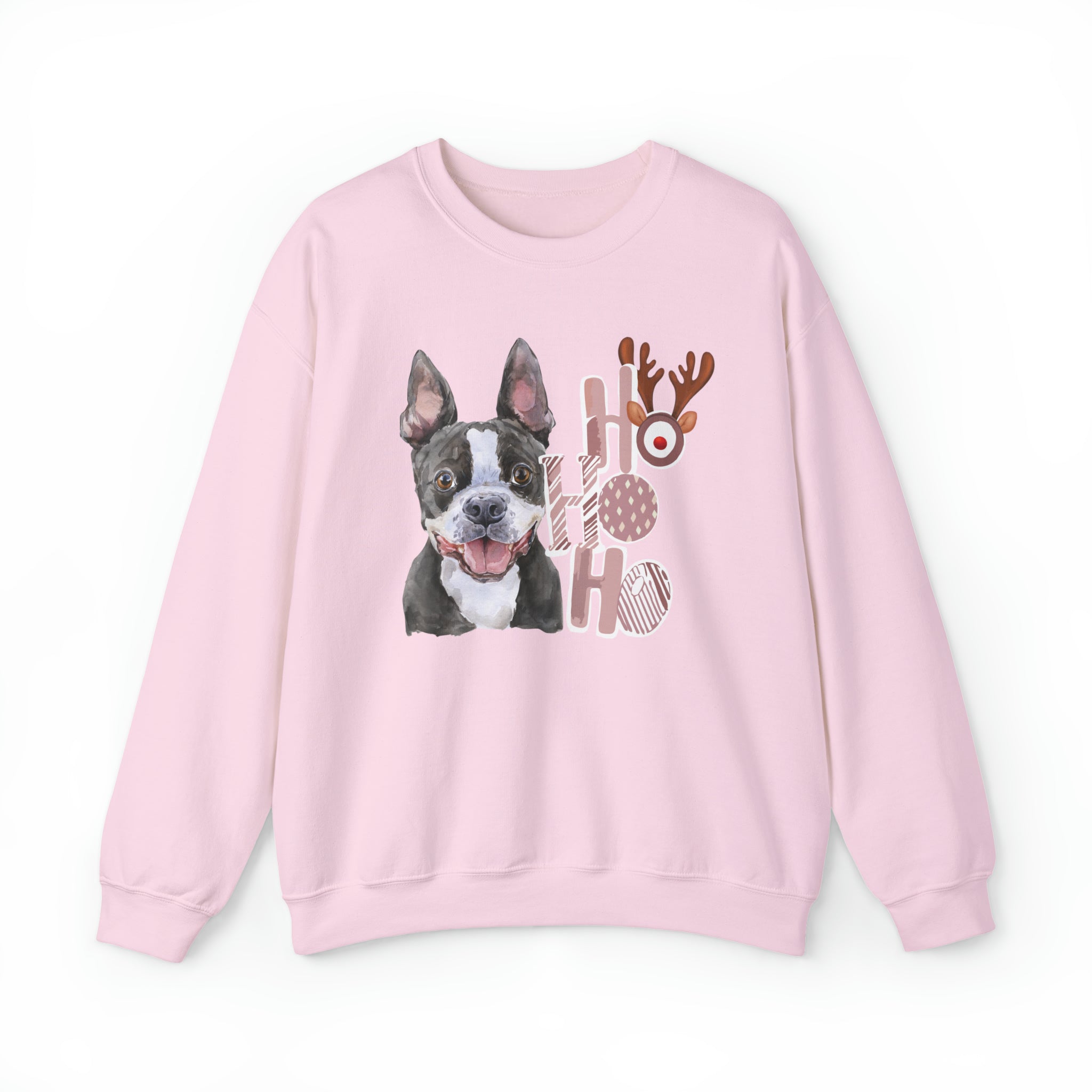 Boston Terrier Black Christmas Vibes Crewneck Sweatshirt