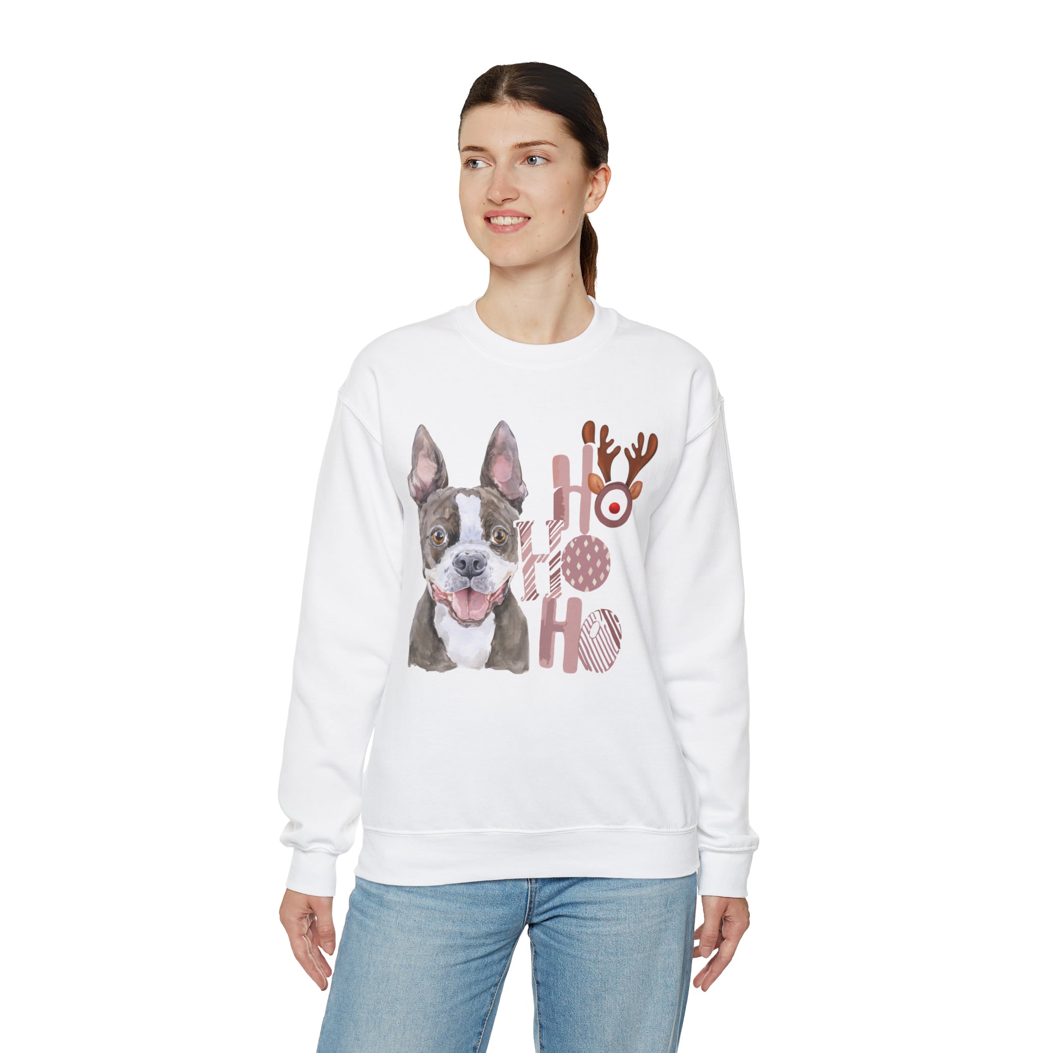Boston Terrier Red Christmas Vibes Crewneck Sweatshirt