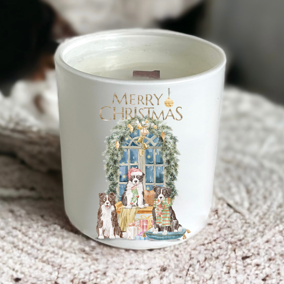 Border Collie Christmas Scented Candle