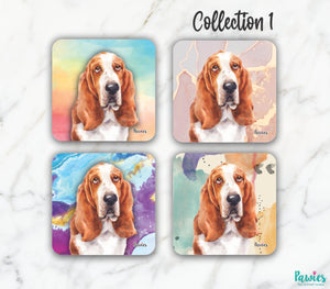 Open image in slideshow, Basset Hound Set of Coasters
