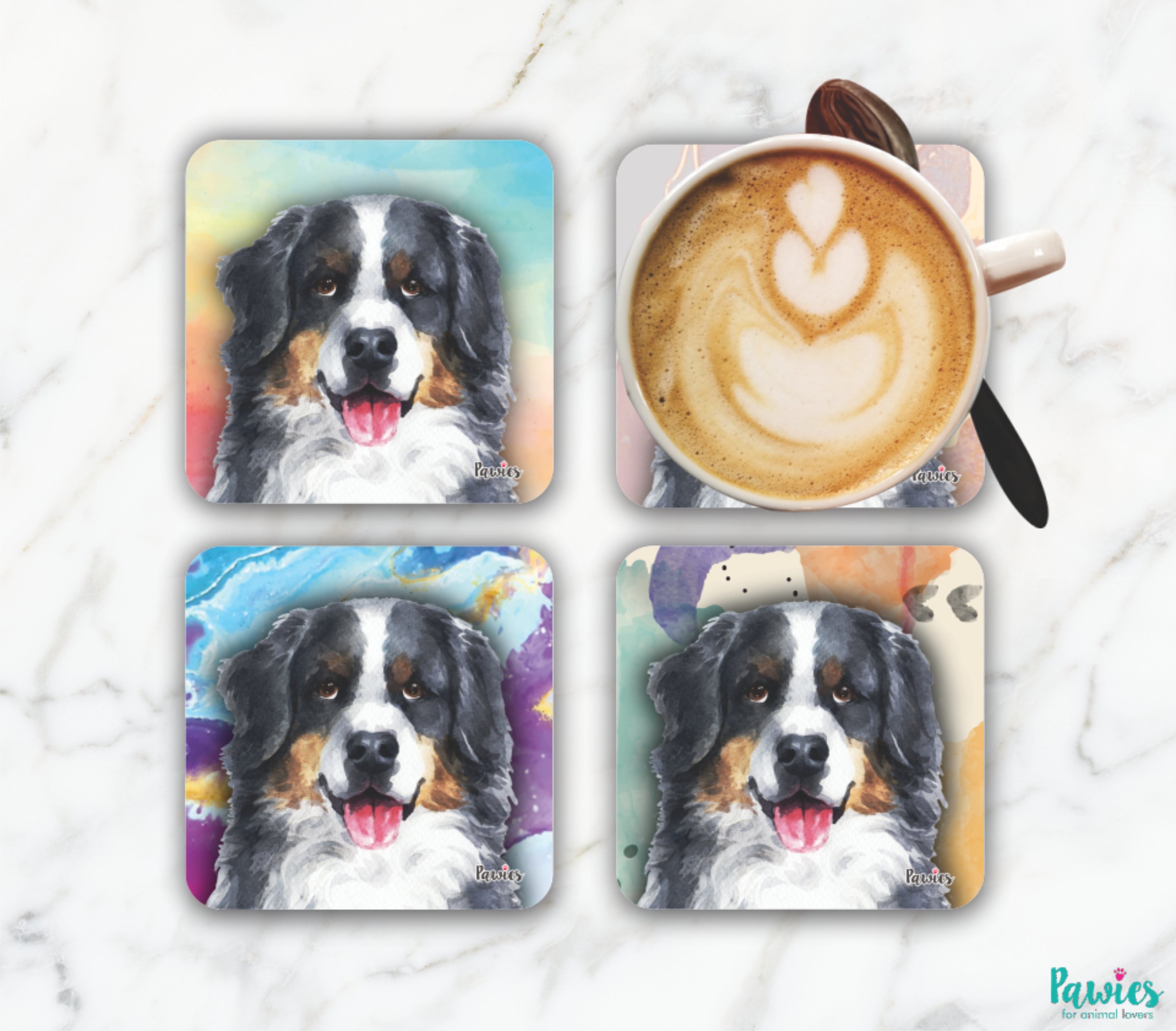 Bernese Mountain Dog Set of Coasters