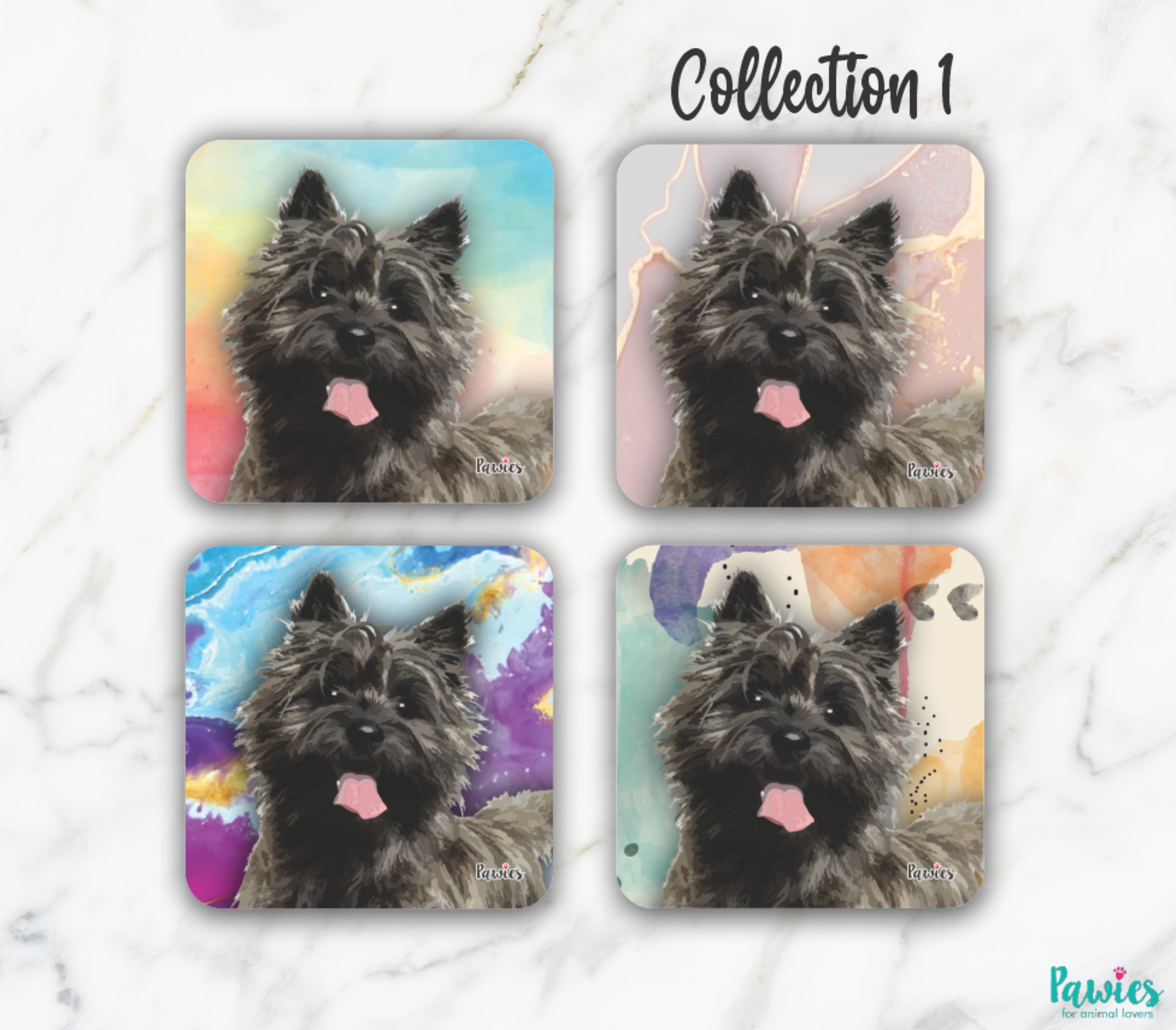 Cairn Terrier Black Set of Coasters