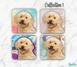 Open image in slideshow, Labradoodle / Goldendoodle Cream Set of Coasters

