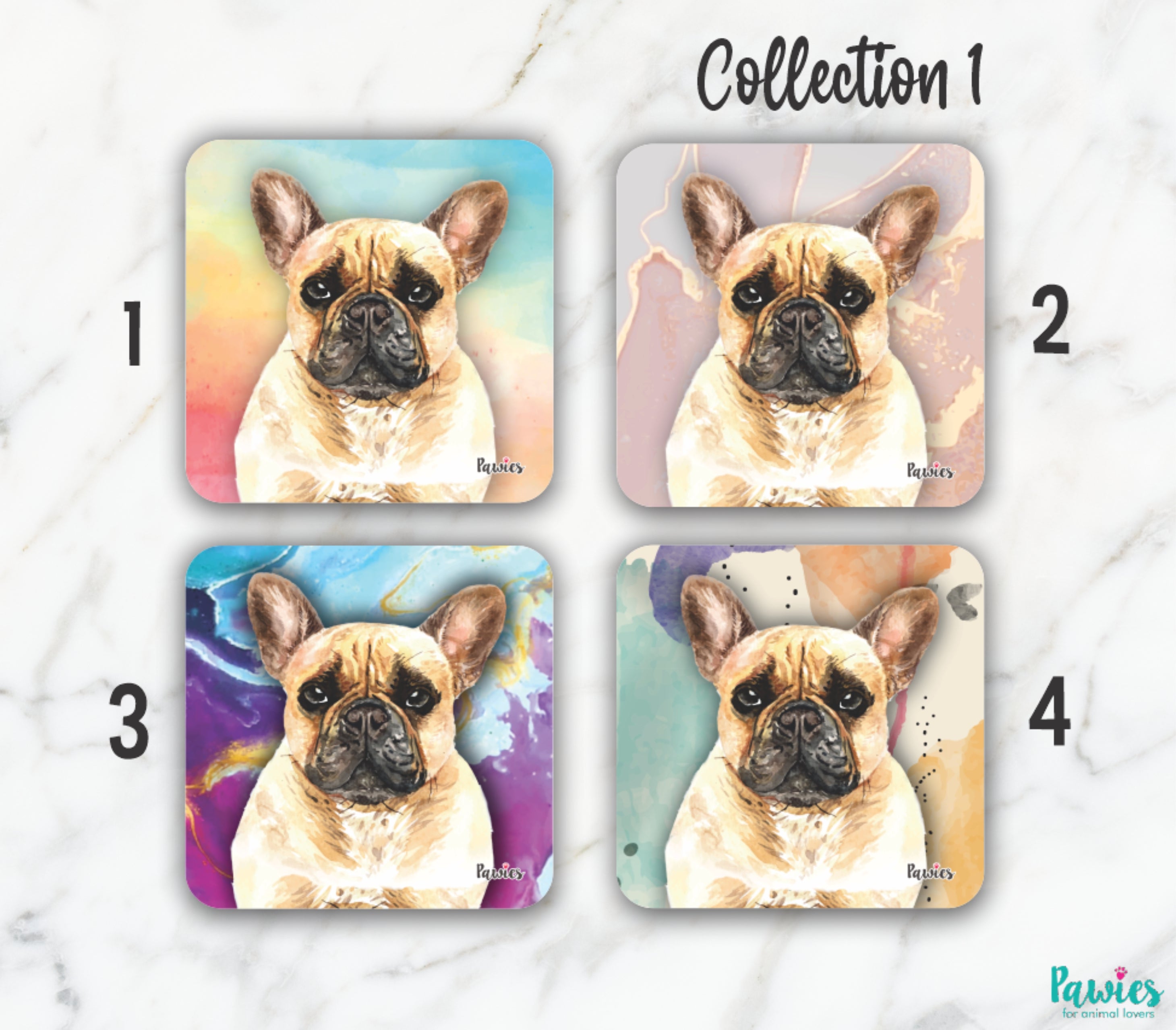 French Bulldog Tan Set of Coasters