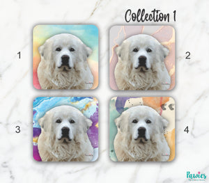 Open image in slideshow, Great Pyrenees Set of Coasters
