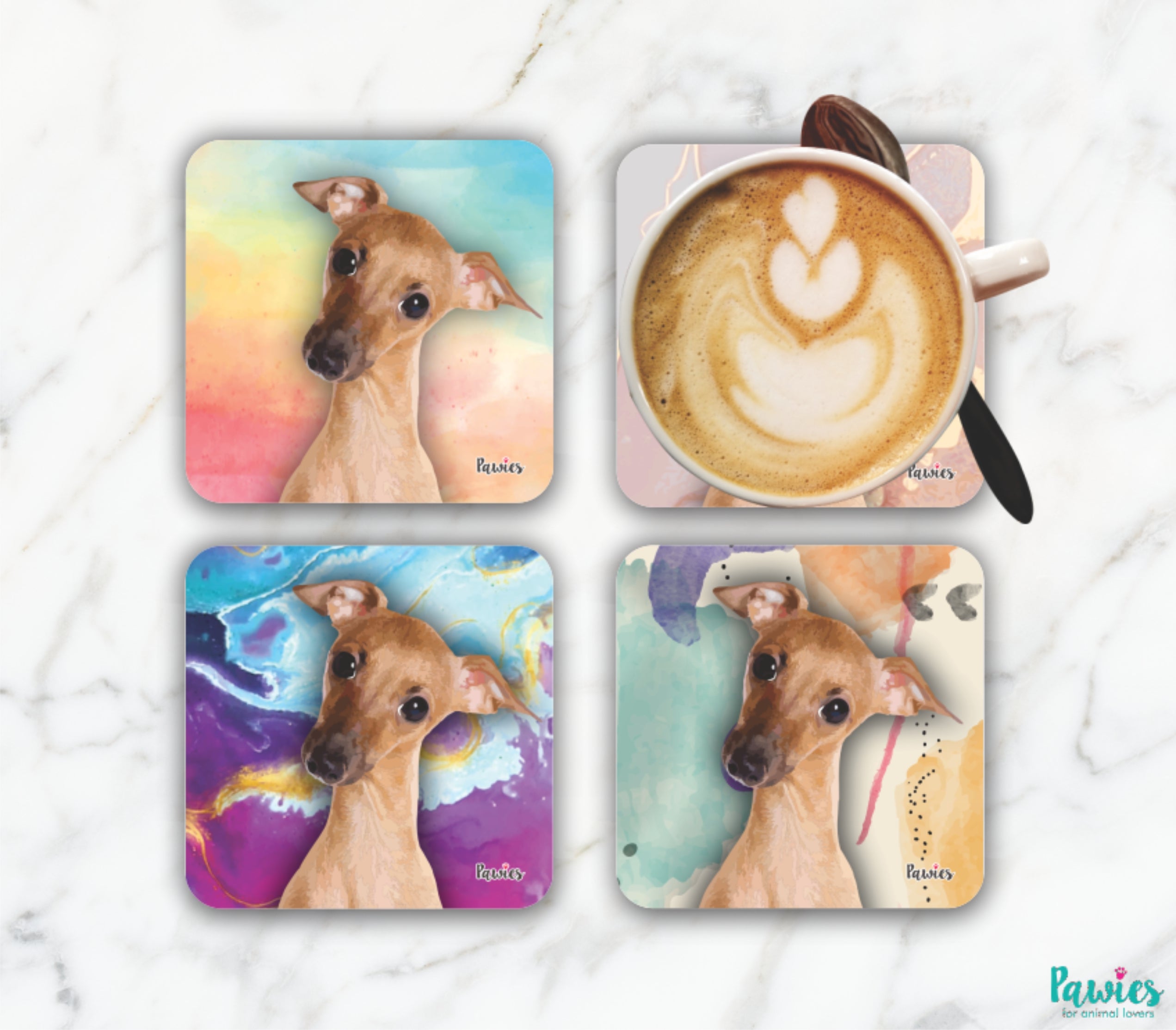 Italian Greyhound Tan Set of Coasters
