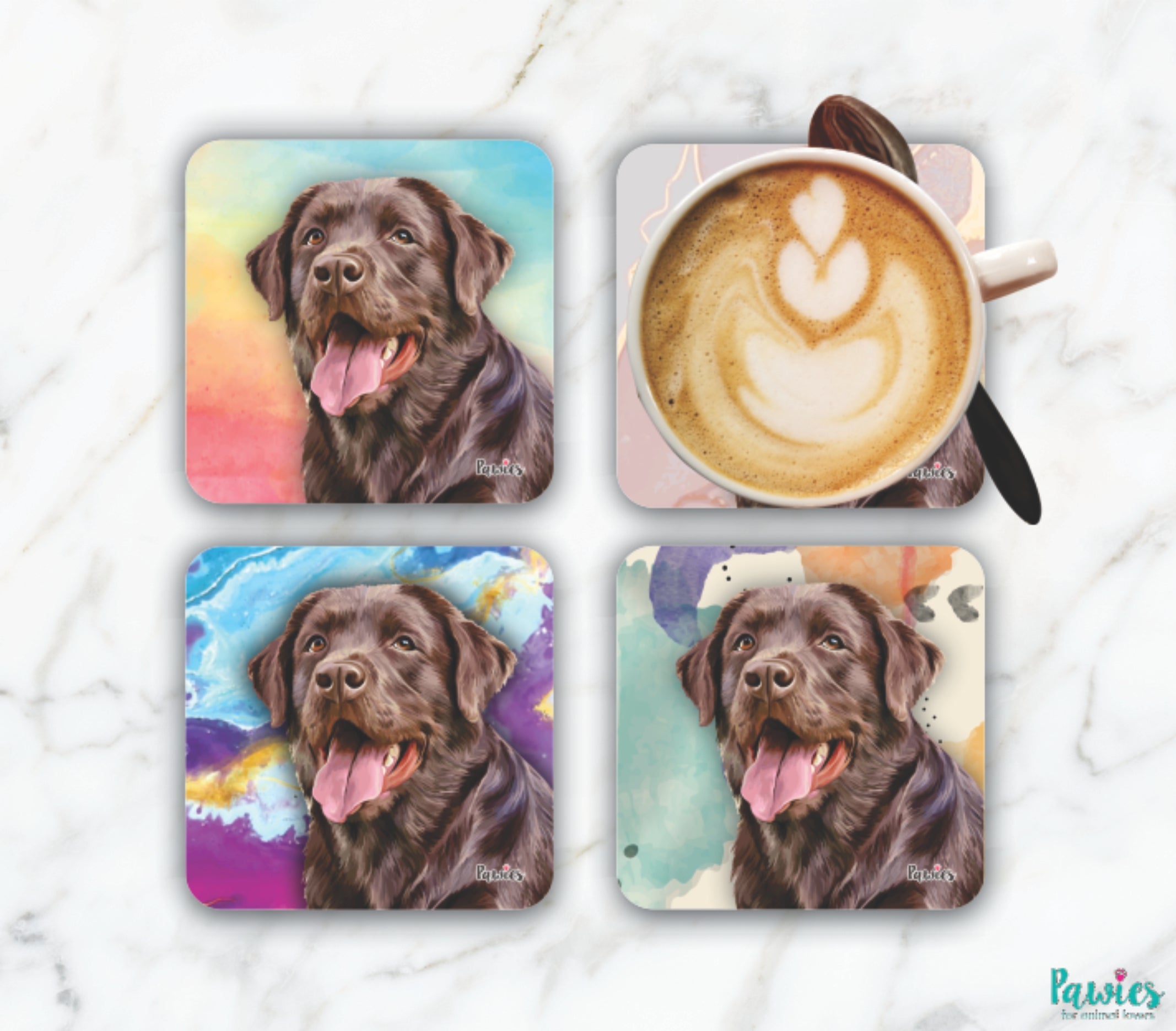 Labrador Chocolate Set of Coasters