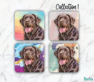 Open image in slideshow, Labrador Chocolate Set of Coasters
