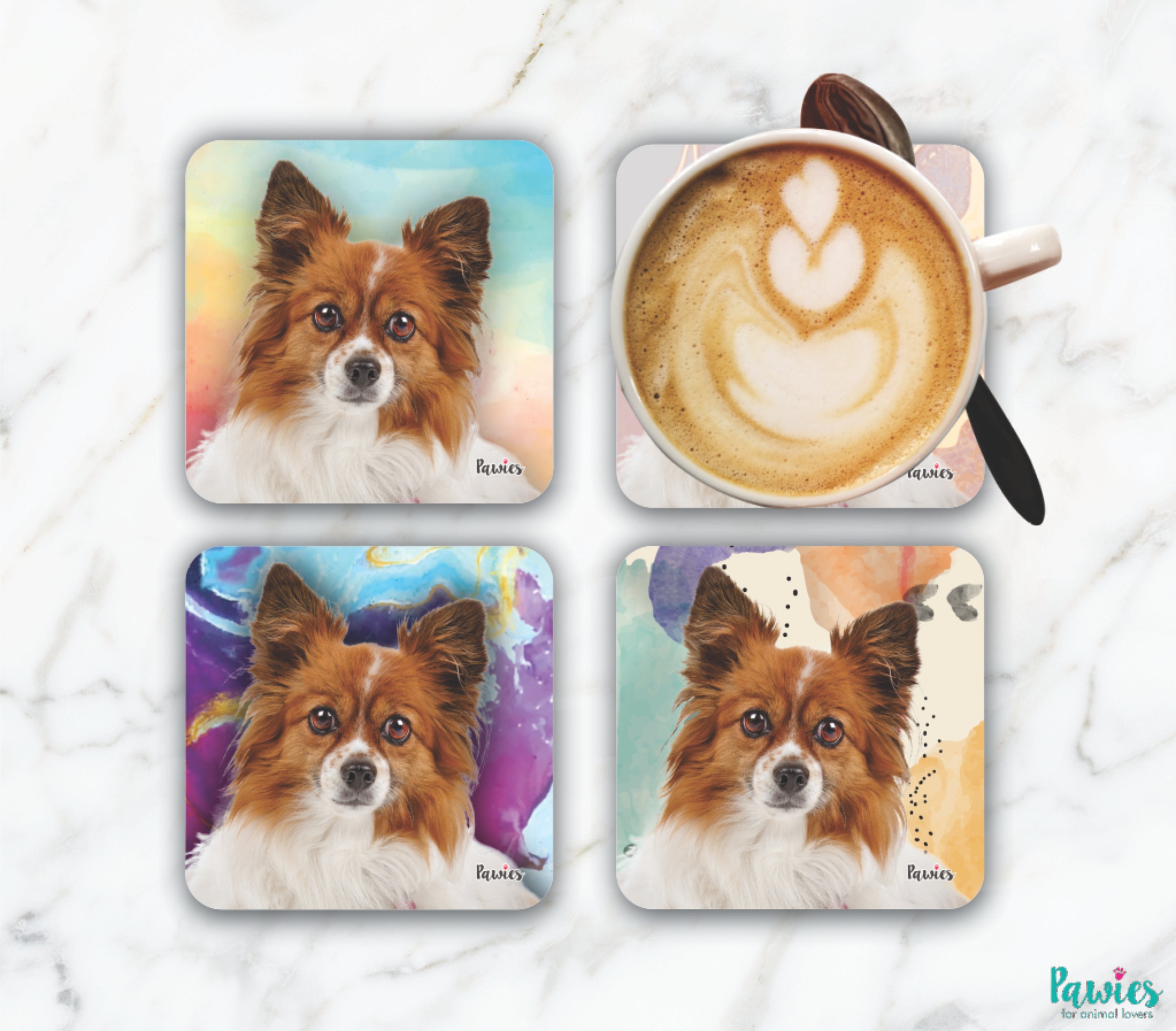 Papillon Red Set of Coasters