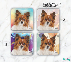 Open image in slideshow, Papillon Red Set of Coasters
