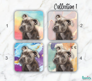 Open image in slideshow, Pit bull Blue Set of Coasters
