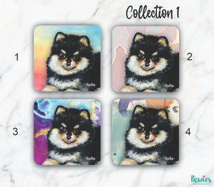 Open image in slideshow, Pomeranian Tricolor Set of Coasters
