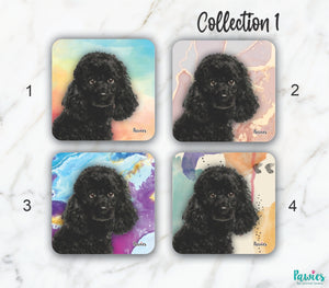 Open image in slideshow, Poodle Black Set of Coasters
