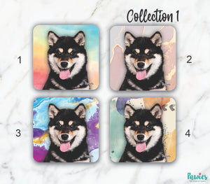 Open image in slideshow, Shiba Inu Tricolor Set of Coasters
