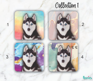 Open image in slideshow, Siberian Husky Set of Coasters
