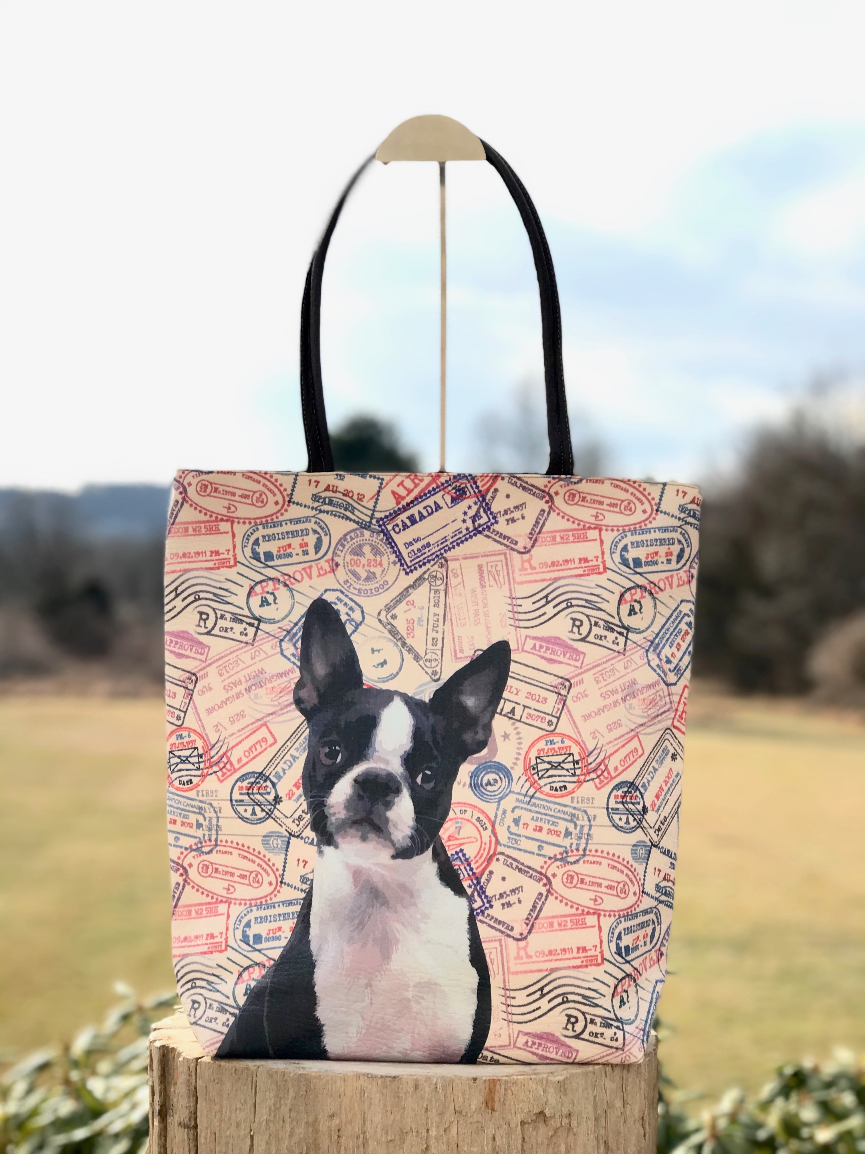 Boston Terrier Vegan Leather Tote bag