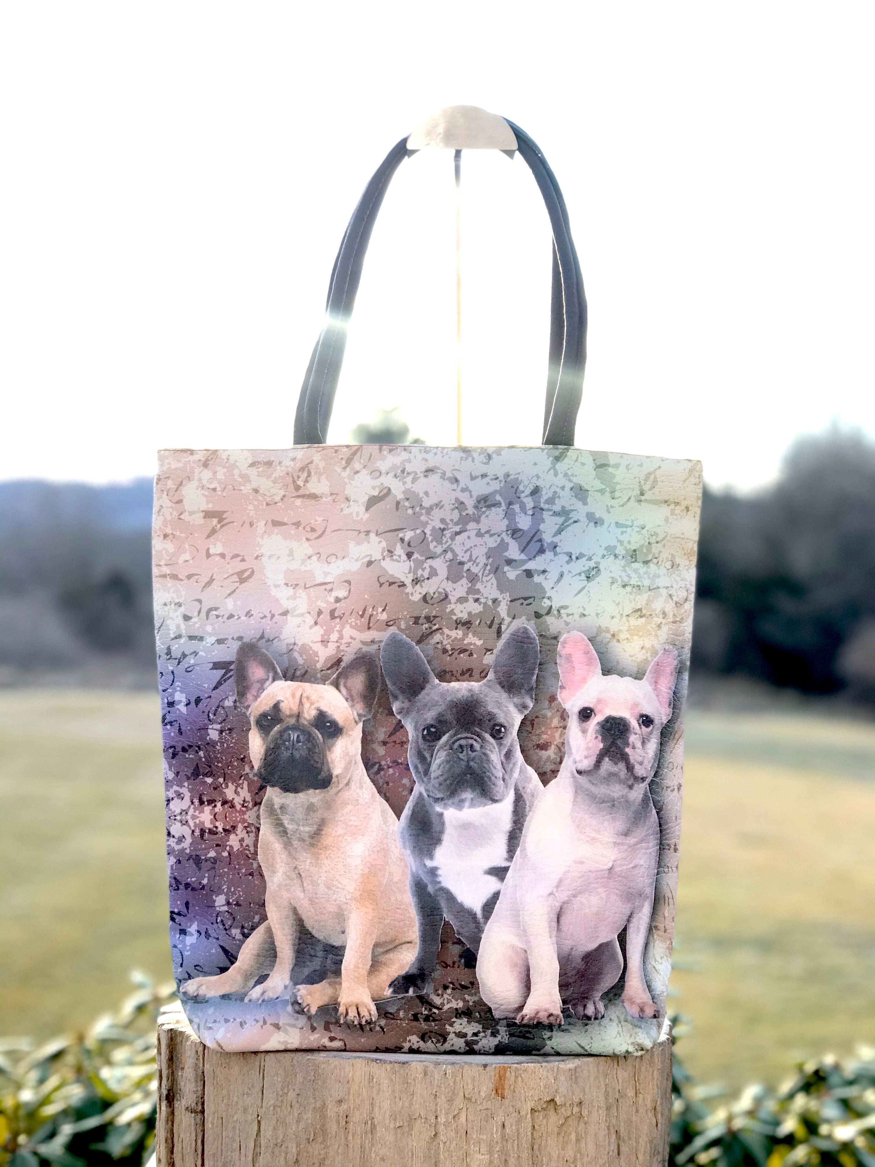 French Bulldog Vegan Leather Tote bag