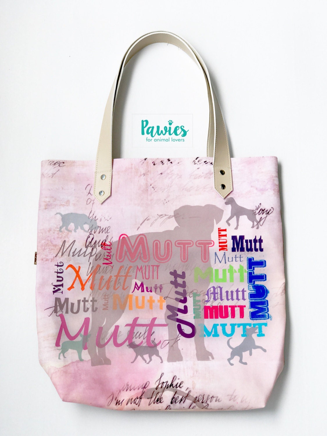 MUTT TOTE BAG !! Rescue dog, tote bag, animal lovers, dog lovers.