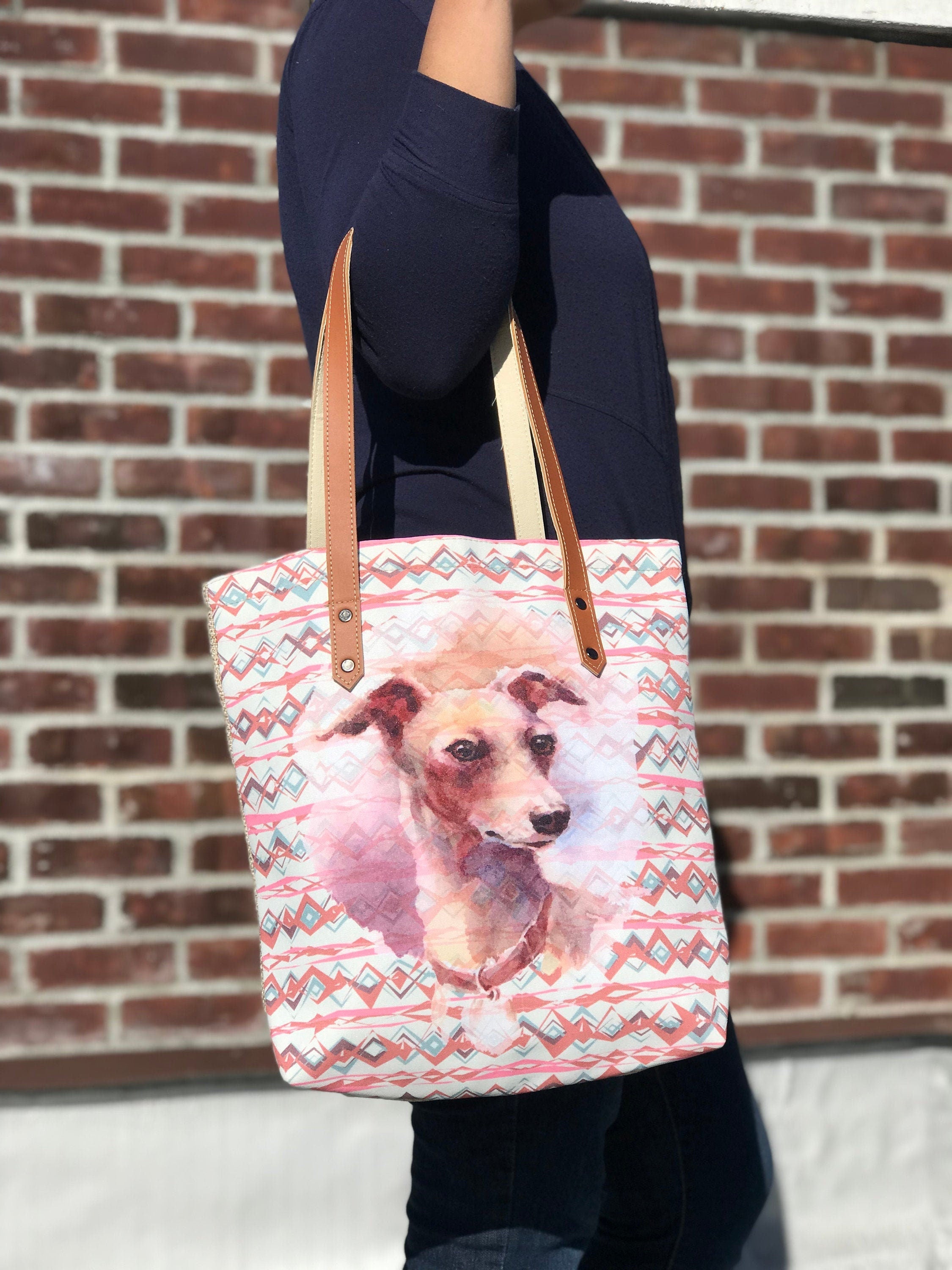 whippet - italian greyhound small Tote bag !! tote bag, animal lovers, dog lovers.