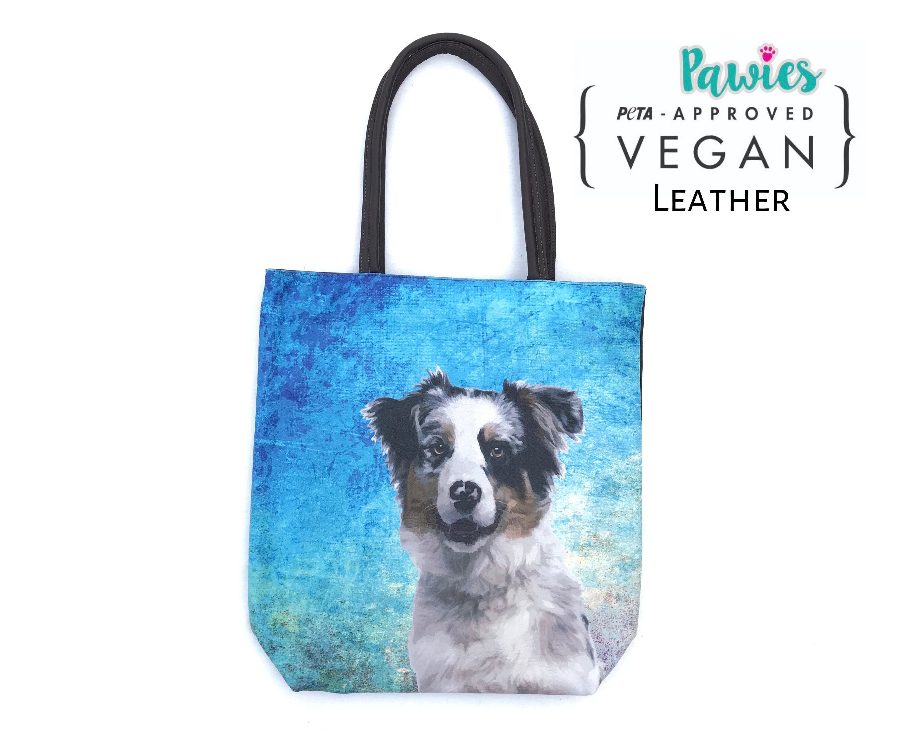 Australian Shepherd Vegan Leather Tote bag, tote bag, animal lovers, dog lover, pawies, vegan leather