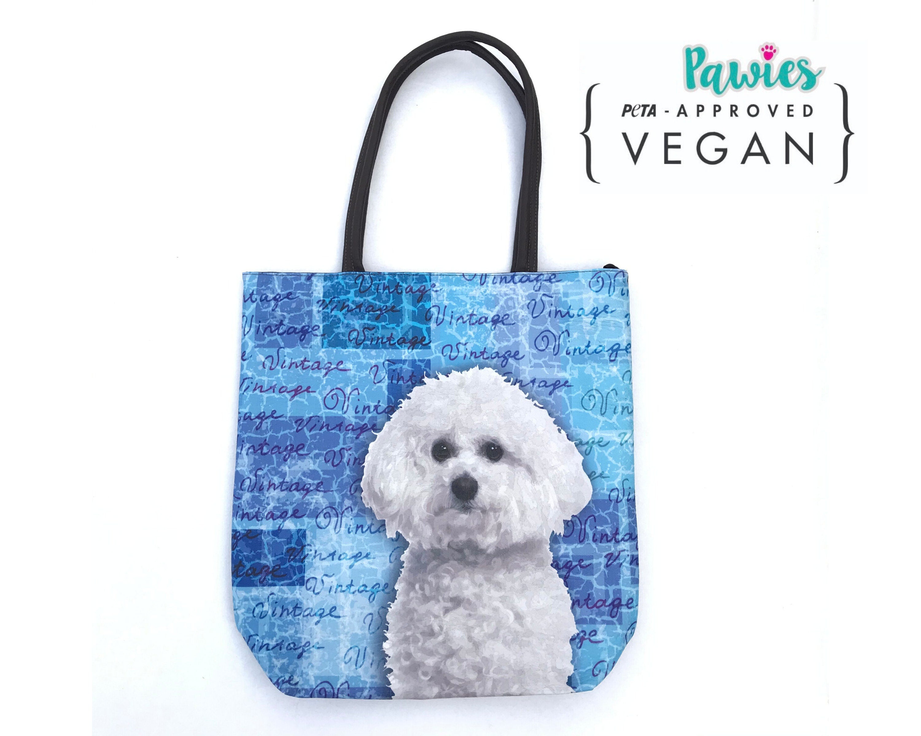 Bichon Frise Vegan Leather Tote bag, tote bag, animal lovers, dog lover, pawies, vegan leather