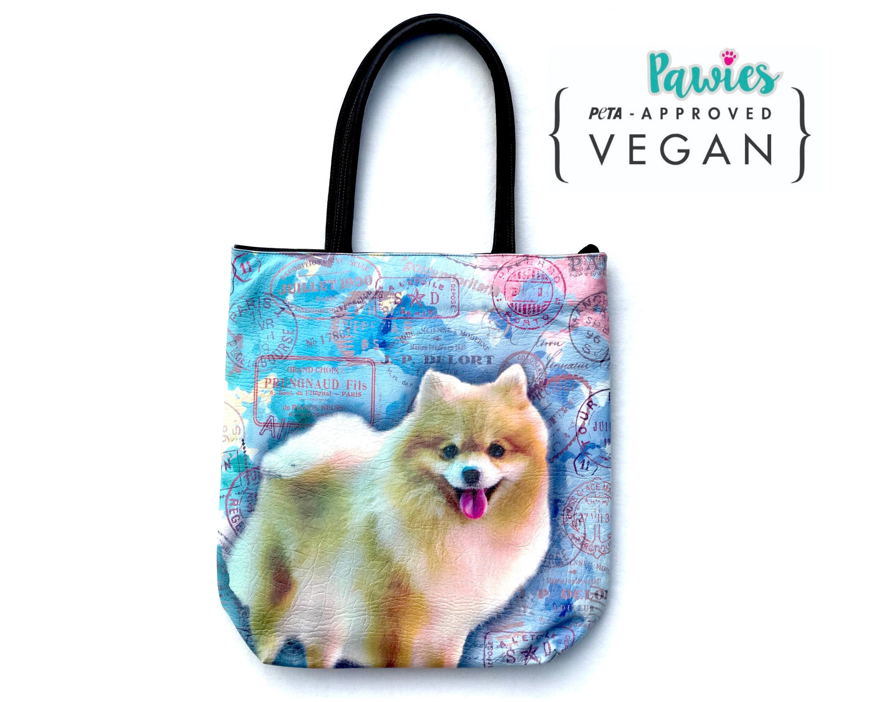 Pomeranian Vegan Leather Tote bag, tote bag, animal lovers, dog lover, pawies, vegan leather, Pomeranian, handbag