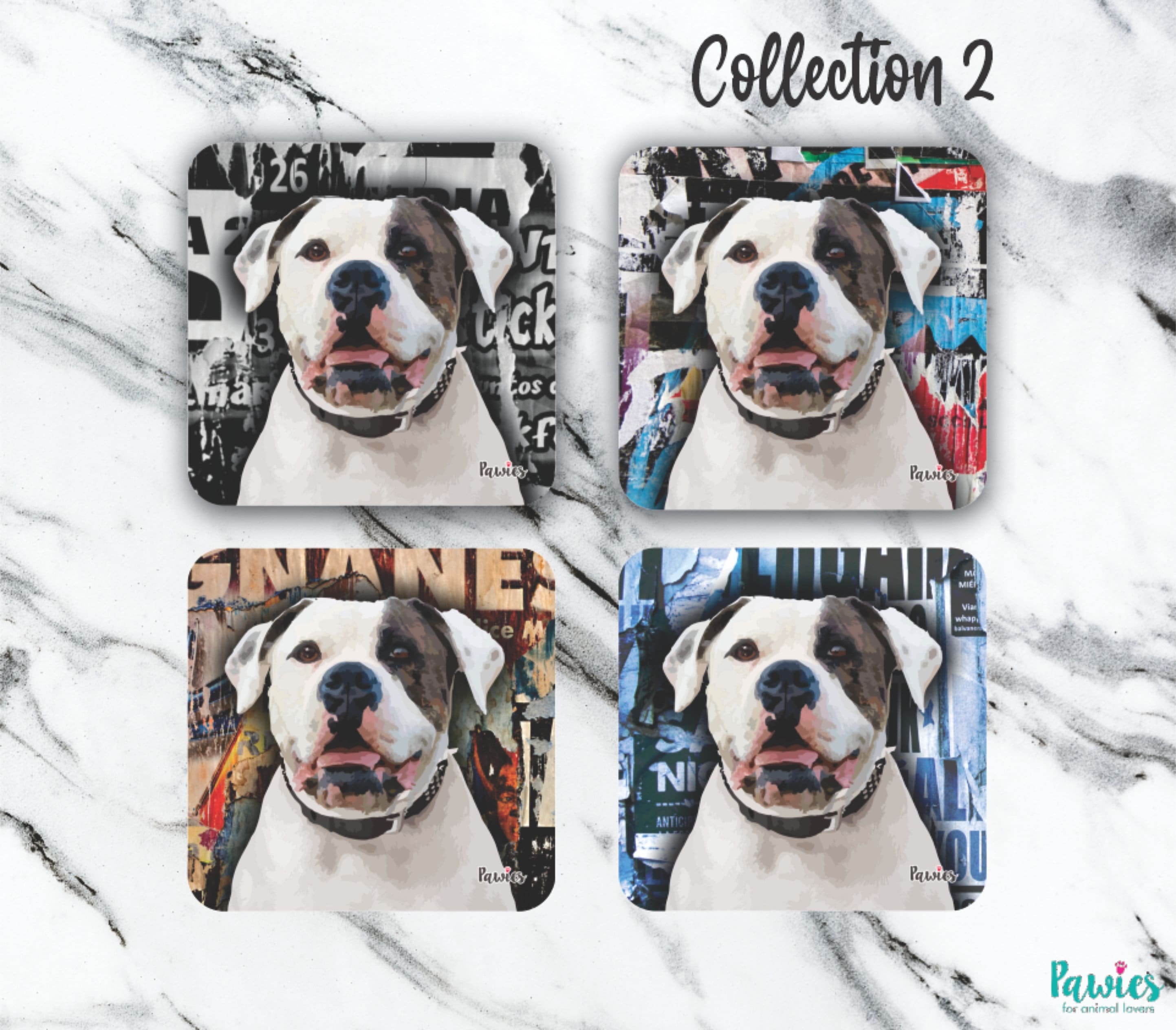 American Bulldog Set of Coasters